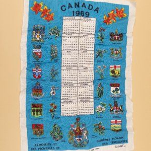 Vintage Canada 1969 Printed Fabric Calendar